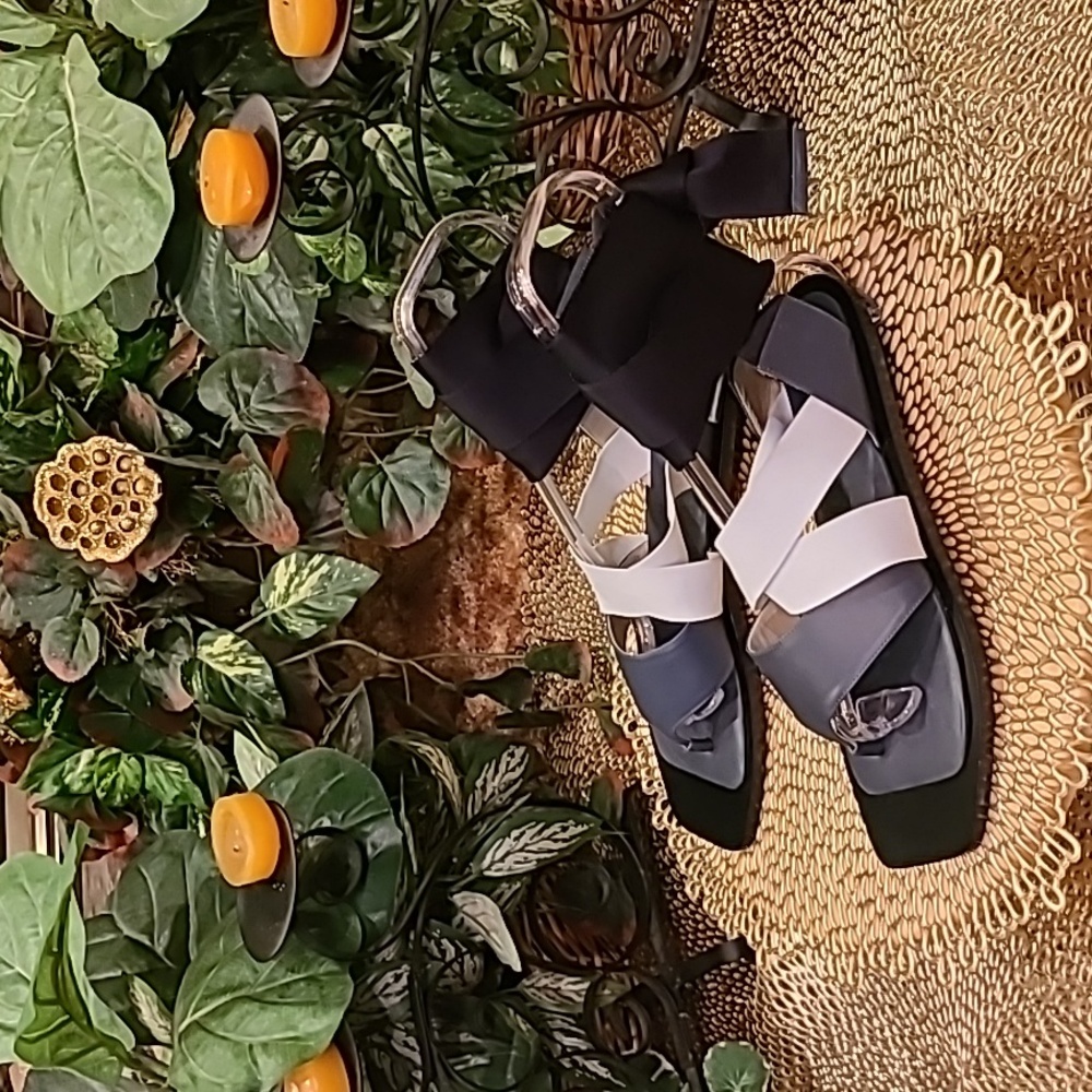 Max Mara Sports Alias  Colorblock Italian Leather Ankle Tie Sandals Sz: EU40/US9